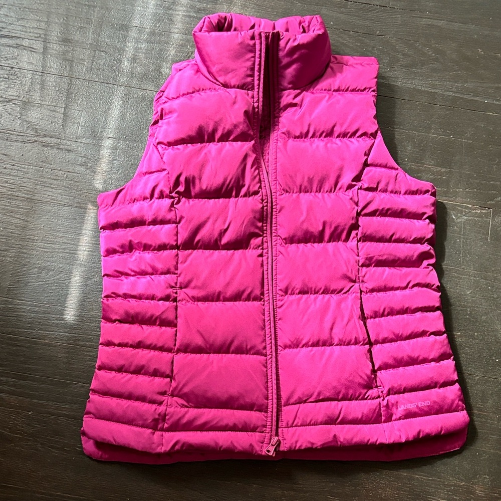 Lands End Fuchsia Rasberry Puffer Vest
